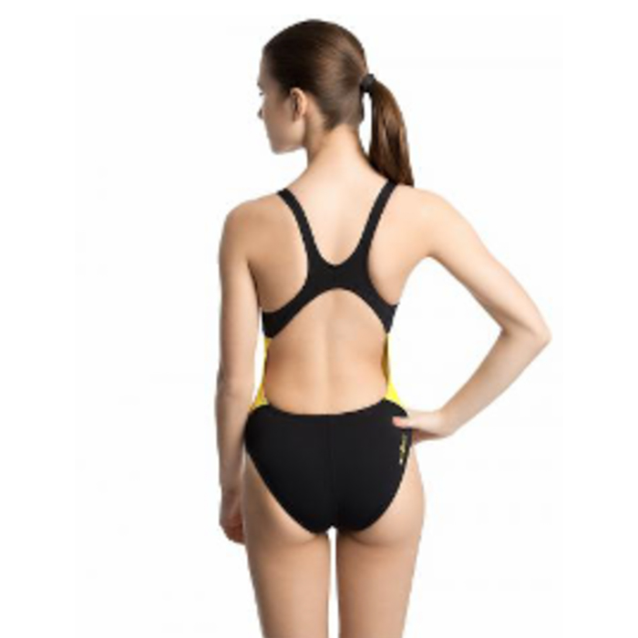 Купальник юниорский спортивный антихлор SOLUTION, размер L, цвет жёлтый/чёрный