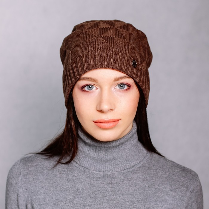 Шапка женская "ОДРИ" зимняя, р. 56-58, цвет коричневый 815843