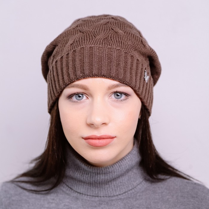 Шапка женская "ВЕРА 2" зимняя, р. 56-58, цвет коричневый 802044