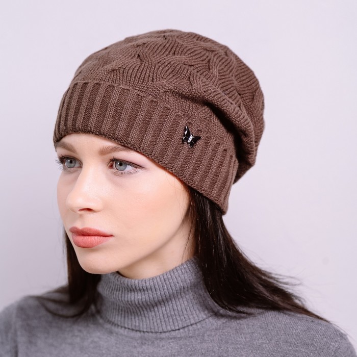 Шапка женская "ВЕРА 2" зимняя, р. 56-58, цвет коричневый 802044