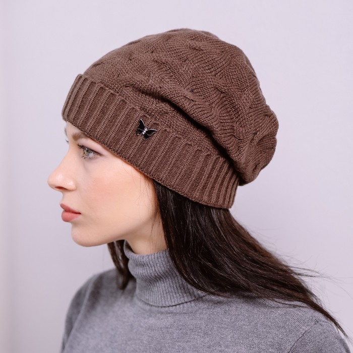Шапка женская "ВЕРА 2" зимняя, р. 56-58, цвет коричневый 802044
