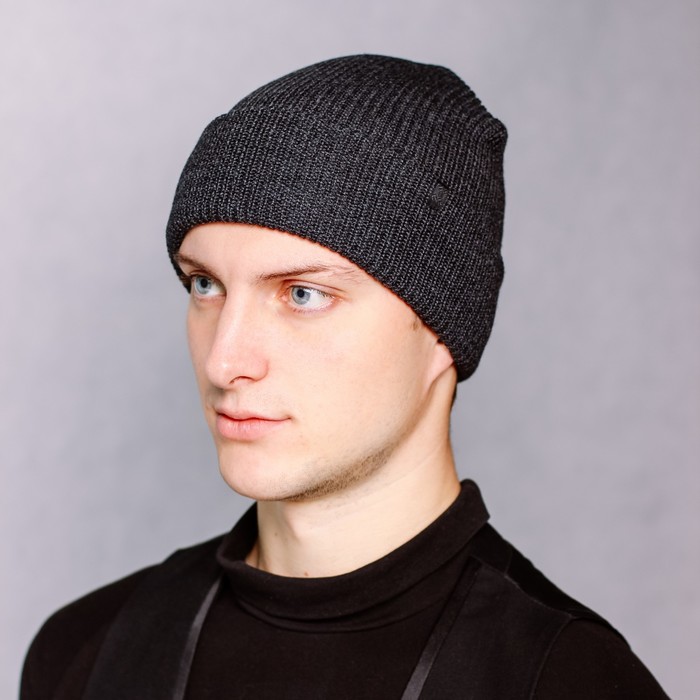 Шапка мужская "ТЕХНО М" демисезонная 816305 цвет тёмно-серый, р-р 56-58