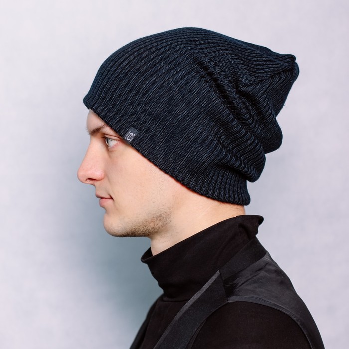 Шапка мужская "НЕОН М" демисезонная 816412 цвет тёмно-синий, р-р 56-58