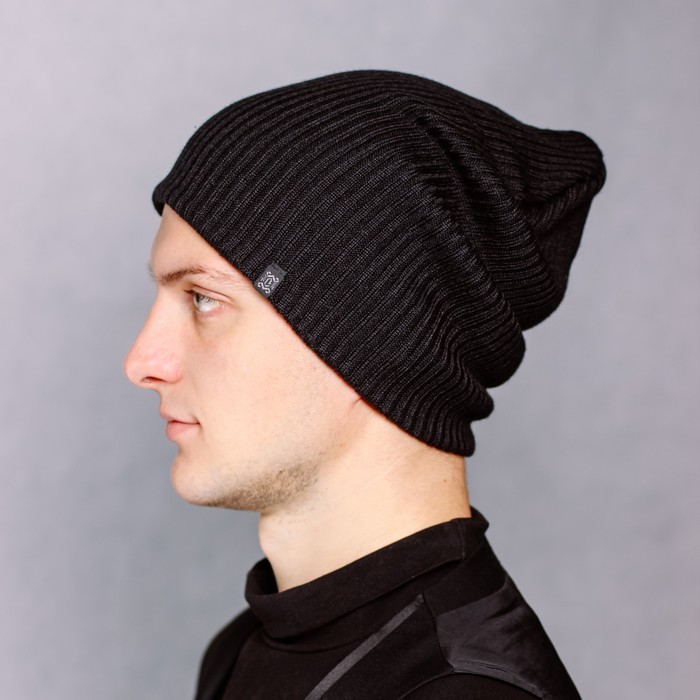 Шапка мужская "НЕОН М" демисезонная 816401 цвет чёрный, р-р 56-58
