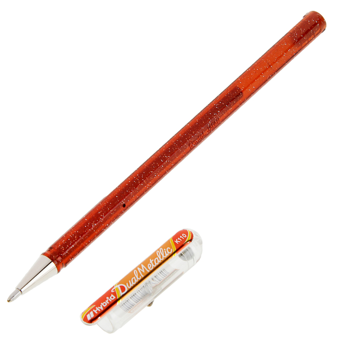 Ручка гелевая для декоративных работ Pentel Hybrid Dual Metallic 0.8 мм оранжевый+жёлтый K110-DFX