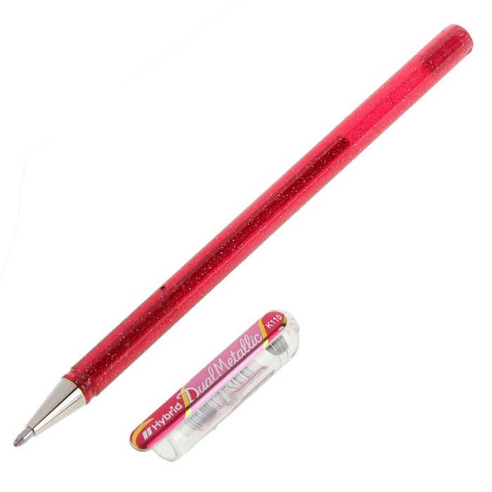 Ручка гелевая для декоративных работ Pentel Hybrid Dual Metallic 0.8 мм розовый+розовый K110-DPX