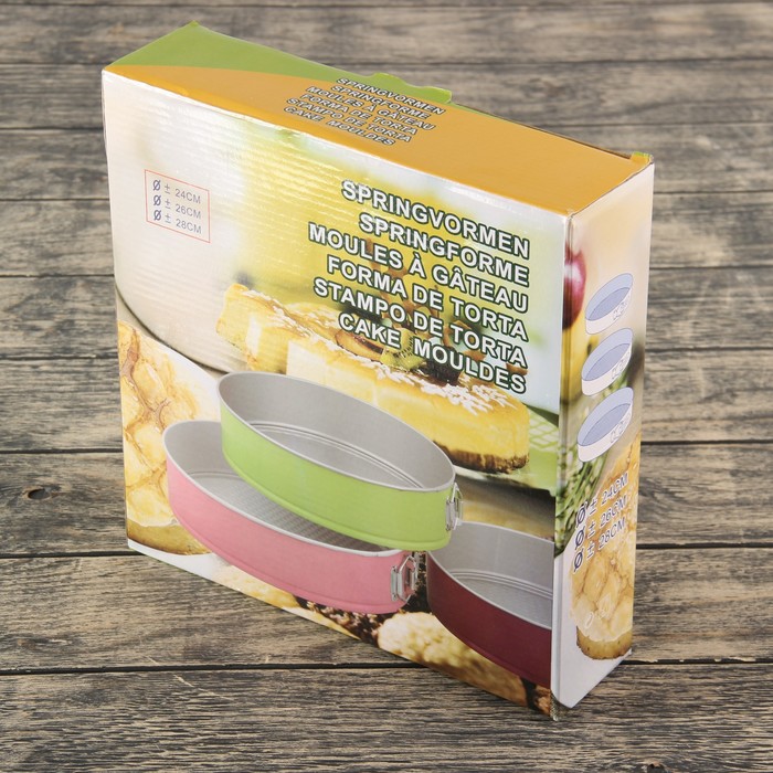 Набор форм для выпечки разъемных "Серизе. Круг", 3 шт 24,5/26,5/28,5 см, антипригарное покрытие, МИКС