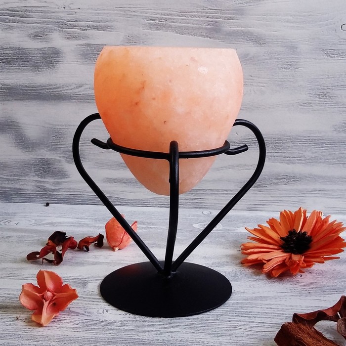 Подсвечник со свечой "Антик" красная соль Пакистан 19х15х15 см