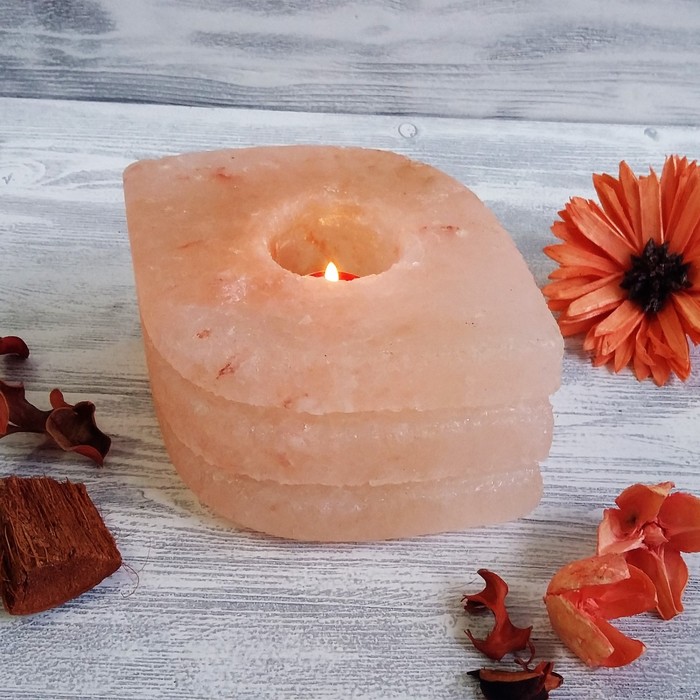 Подсвечник со свечой "Лодочка" красная соль Пакистан 7х16х13 см