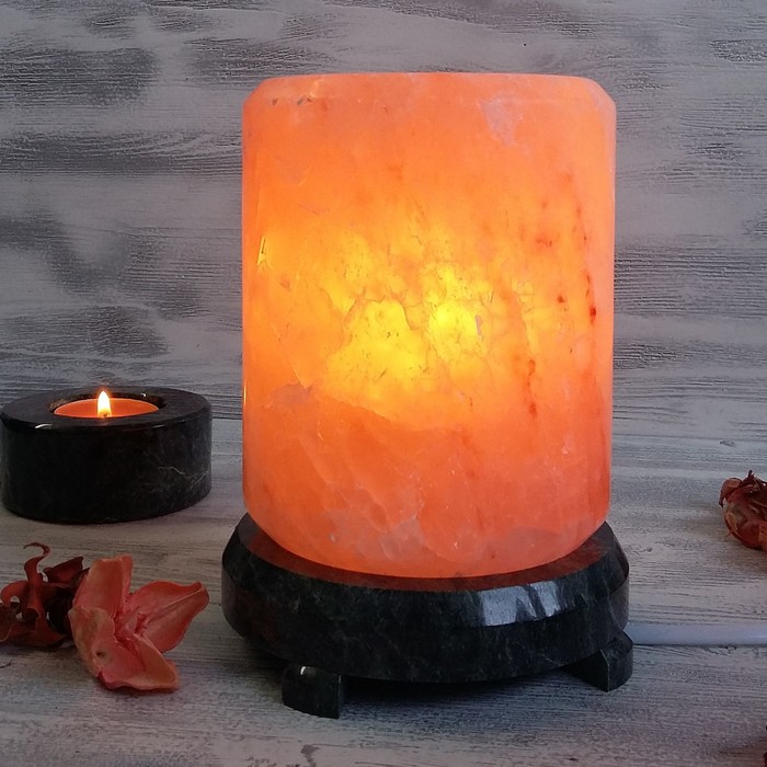 Светильник "Свеча на камне" 2-3кг Пакистанская красная соль 17х15х11см