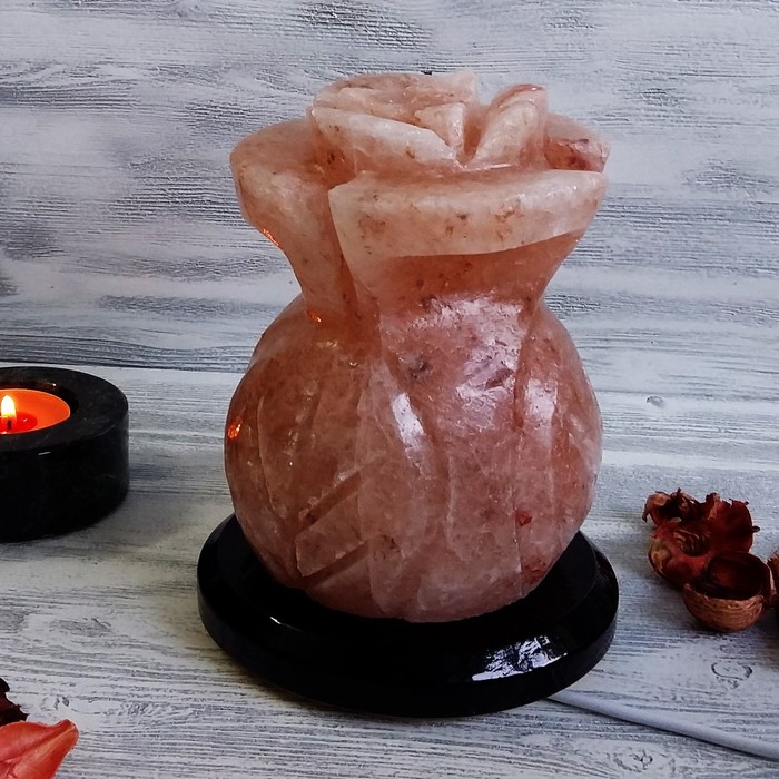 Светильник "Розочка" 1,5-2,5кг Пакистанская красная соль 17х11х11см
