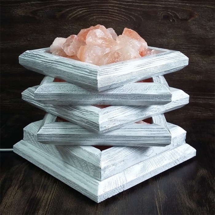 Светильник "Камин настольный" 2-3кг Пакистанская красная соль прованс 17х21х21см