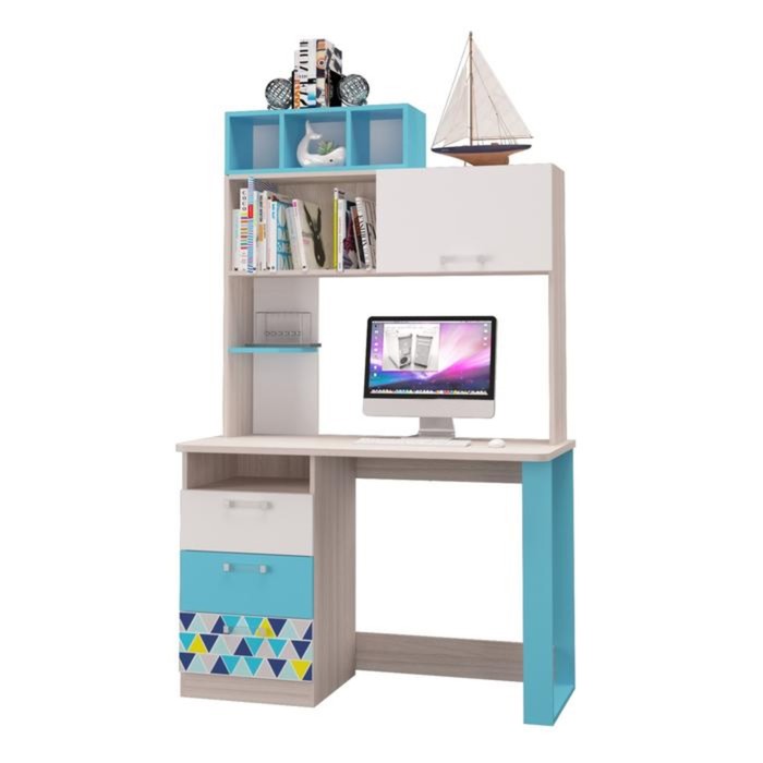 Стол письменный "Джимми", ясень светлый/топаз/белый, фотопечать