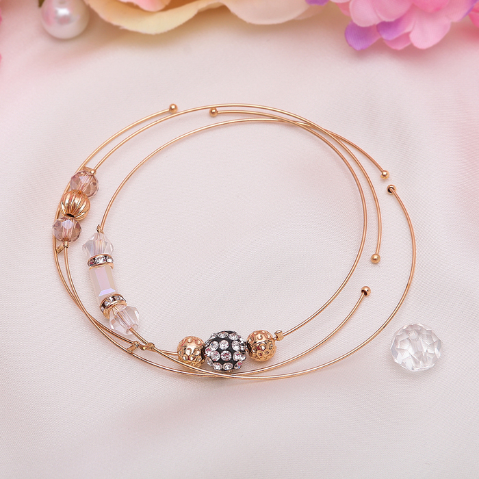 Браслет ассорти "Невесомость" шамбала, (набор 3 штуки), цвет бело-золотой