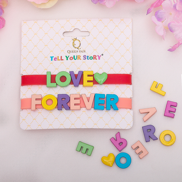 Браслеты-неразлучники Tell your Story LOVE FOREVER (набор 2шт) цвет МИКС