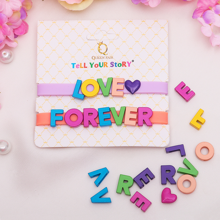 Браслеты-неразлучники Tell your Story LOVE FOREVER (набор 2шт) цвет МИКС