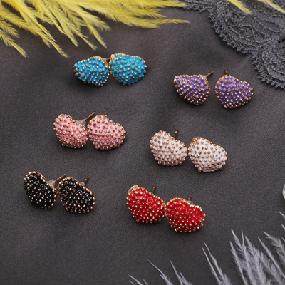 Серьги эмаль "Сердце" мини, цвет МИКС