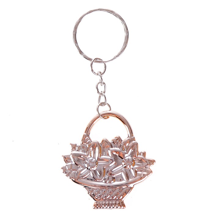 Брелок пластик под металл "Корзина с цветами" 4,5х4 см