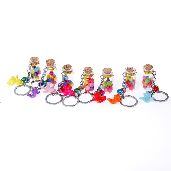 Брелок пластик висюльки "Бусинки в стеклянной баночке" МИКС 8,5х2 см