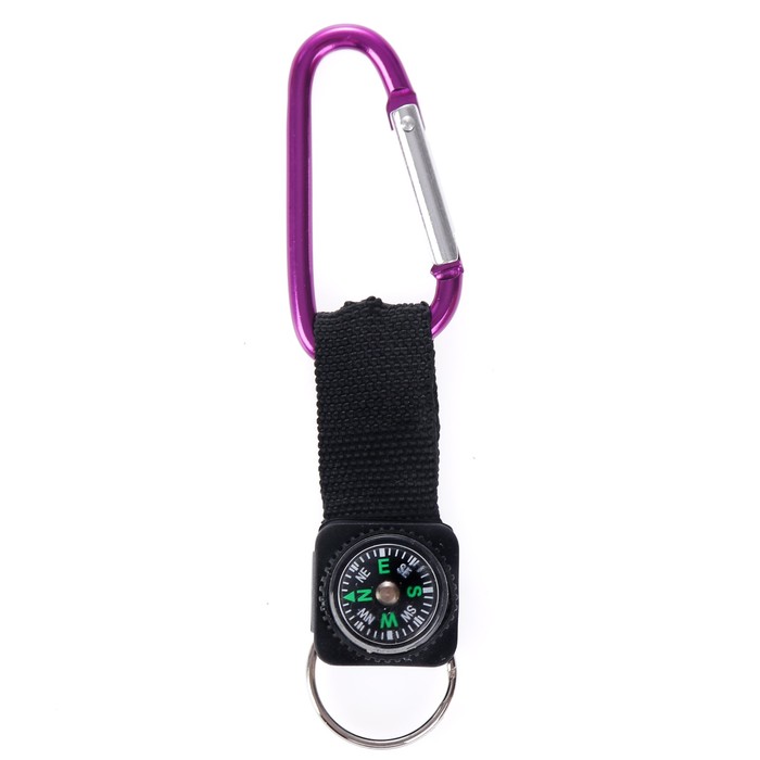 Брелок металл "Карабин с компасом" МИКС 10 см