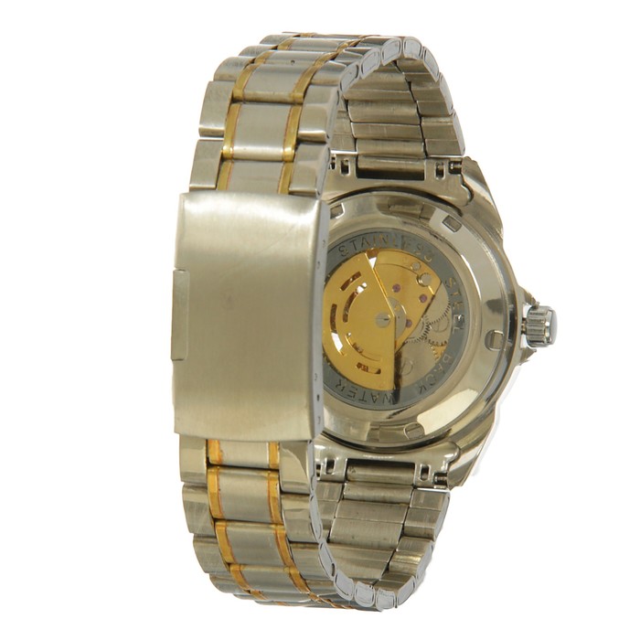 Часы наручные мужские, все цифры, циферблат жёлтый скелетон