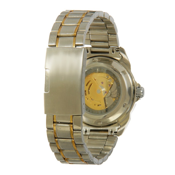 Часы наручные мужские, все риски, циферблат жёлтый скелетон