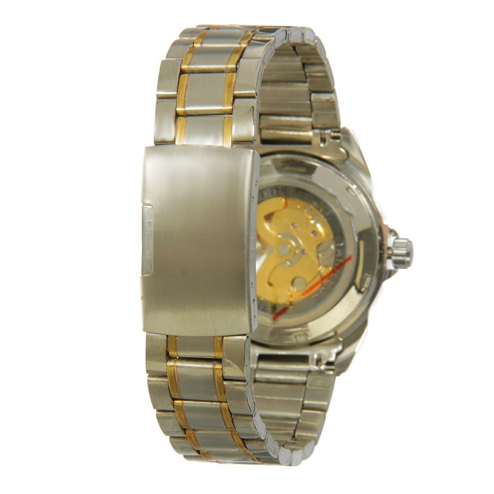 Часы наручные мужские, все риски, циферблат жёлтый скелетон