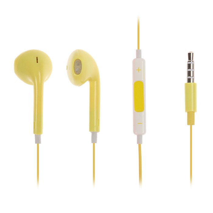 Наушники LuazON, вкладыши, с гарнитурой, пластиковые, желтые