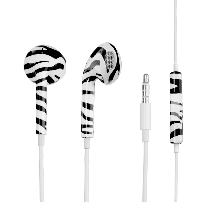 Наушники LuazON, вкладыши, с гарнитурой, пластиковые, принт зебра