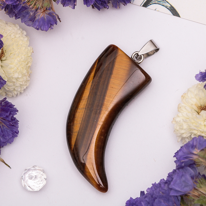 Подвеска клык "Тигровый глаз"