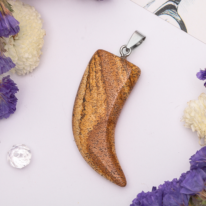 Подвеска клык "Яшма песочная"