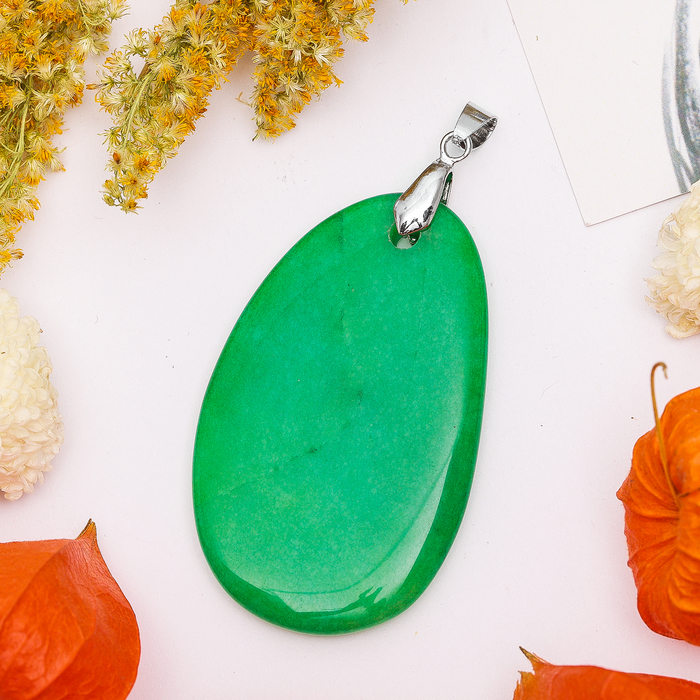 Подвеска плоская галтовка "Хризопраз"