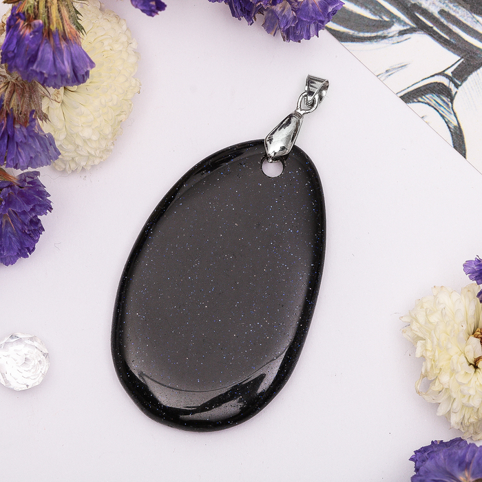 Подвеска плоская галтовка "Авантюрин синий"