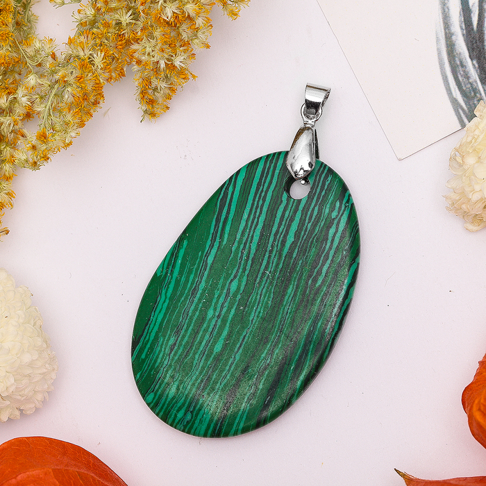 Подвеска плоская галтовка "Малахит"