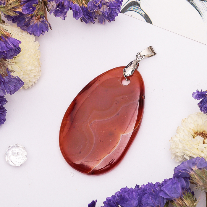 Подвеска плоская галтовка "Сердолик"