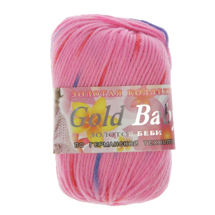 Пряжа "Gold baby" 48% шерсть, 52% иск.шелк 150м/50гр (Н23 роз-красн-син)