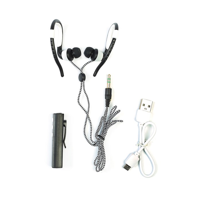 Наушники беспроводные Luazon с микрофоном, спортивные, microUSB, акб 80мАч, черные