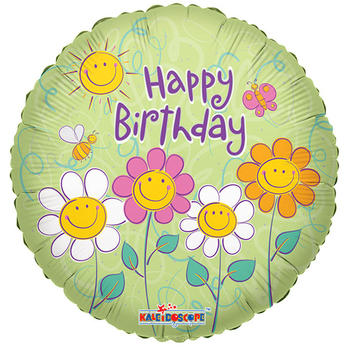 Шар фольгированный 18" "С Днем рождения" солнышко