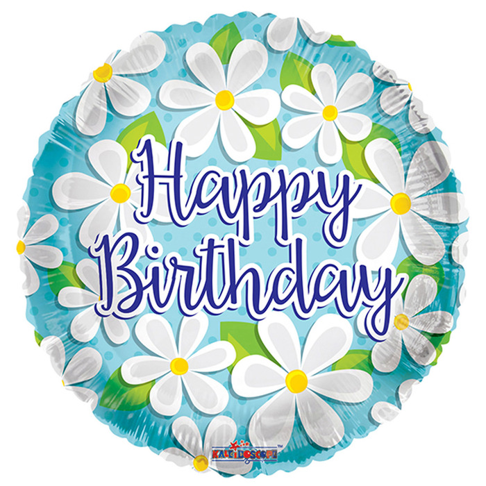 Шар фольгированный 18" "С Днем рождения" ромашки