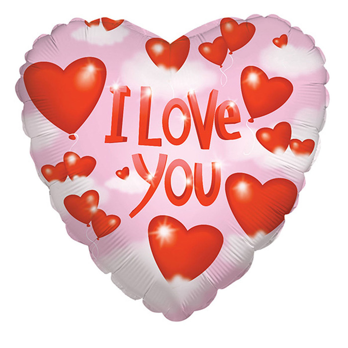 Шар фольгированный 18" сердце "Сердца в облаках"