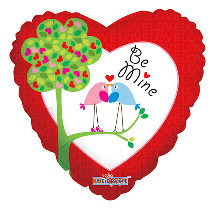 Шар фольгированный 18" сердце "Влюбленные птички"