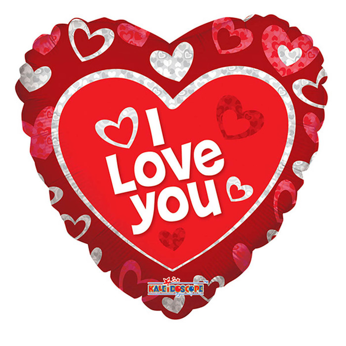 Шар фольгированный 18" сердце "Я тебя люблю красное"