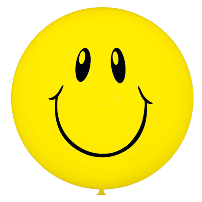 Шар латексный 36", "Смайл", желтый, 1 ст.