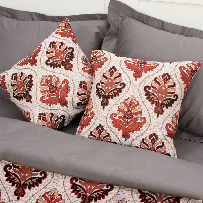 Наволочка декоративная "Этель" Барокко бордовый 40х40 см