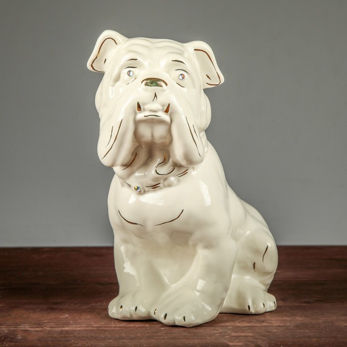 Копилка "Собака Бульдог"  глянец белый