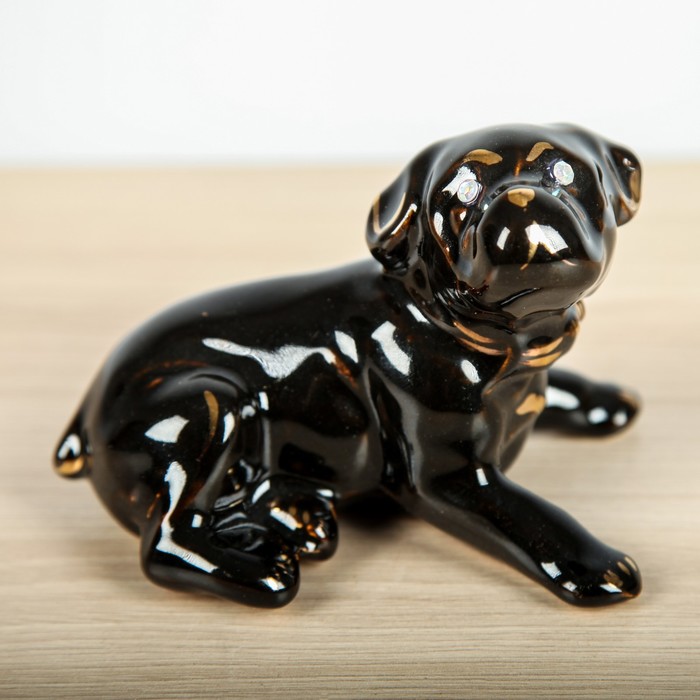 Статуэтка "Собака Бульдог мини глянец чёрный