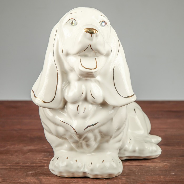 Статуэтка "Собака Бигль", глянец, белая