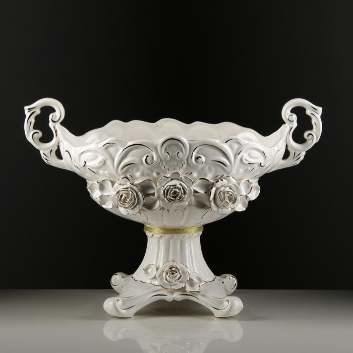 Конфетница "Ладья", белая, лепка