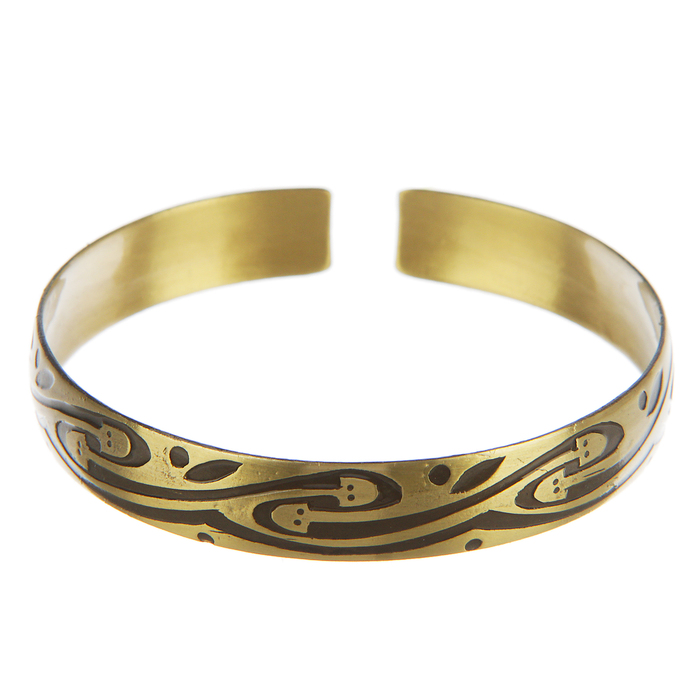 Браслет "Змеевик", пластинчатый, узкий, латунь