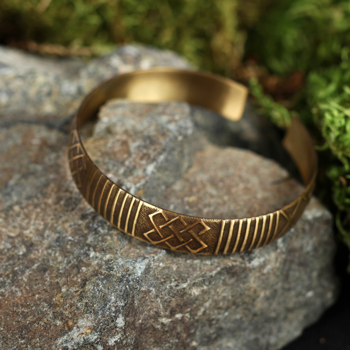 Браслет "Засеянное поле", пластинчатый, узкий, латунь